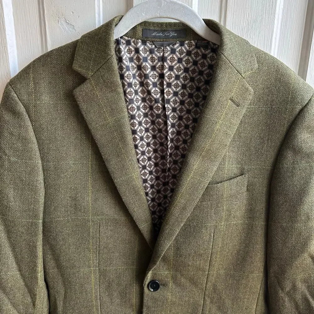 Indochino Olive Windowpane Wool Blazer Sport Coat Made For You Custom Tailored